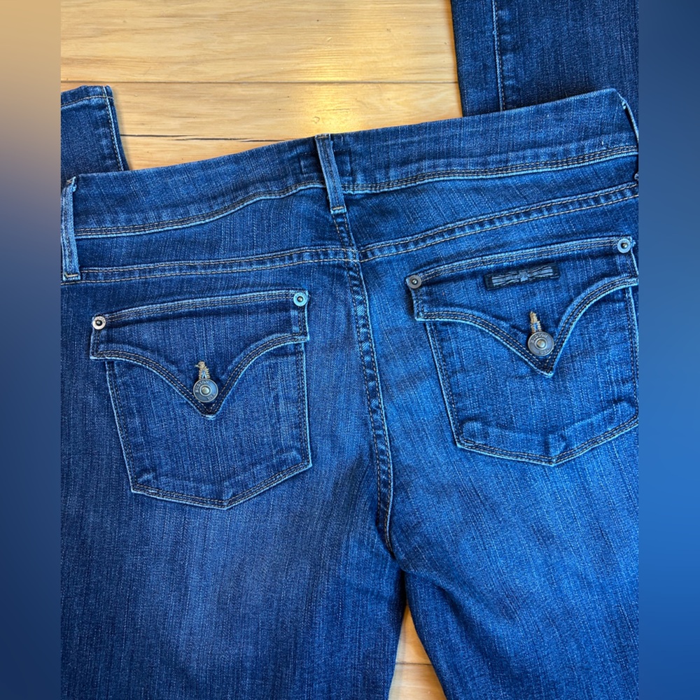 Hudson Mid-Rise Beth Baby Boot Women's Dark Blue Jeans with Back Flap Pockets - Picture 4 of 17